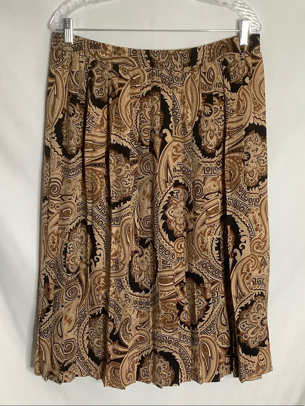 Alfred Dunner Black & Tan Paisley Pleated Skirt Size 14P